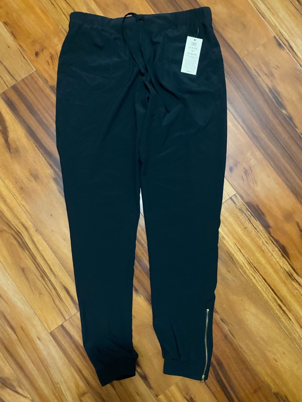 Albion Black Track Joggers with Ankle Zipper